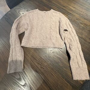 Dynamite Cable Knit Sweater in Light Brown